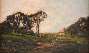 Landscape in evening athmosphere by Jose Weiss Oil Painting