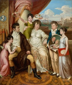 Die Familie des Groshandlers Johann Christian Edler von Bruchmann Oil painting by Josef Abel