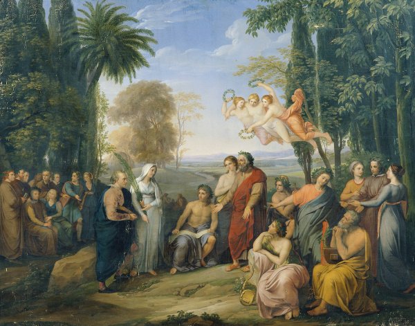 Klopstock unter den Dichtern im Elysium  by Josef Abel - Hand-Painted Oil Painting Reproduction