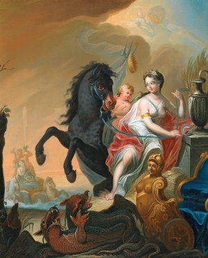 Hercules saving Hesione by Josef Adam Ritter Von Molck Oil Painting