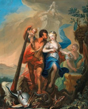 Perseus saving Andromeda by Josef Adam Ritter Von Molck Oil Painting