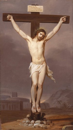 Christus am Kreuz by Josef Arnold The Elder Oil Painting