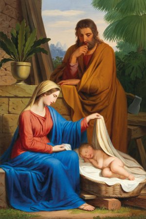 The Holy Family by Josef Arnold The Elder Oil Painting