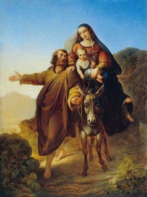 Escape to Egypt Oil painting by Josef Bayer