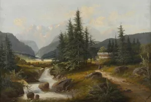 Bachlandschaft by Josef Burgaritzky Oil Painting