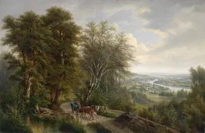 Donaulandschaft mit Blick auf Nusdorf Oil painting by Josef Burgaritzky