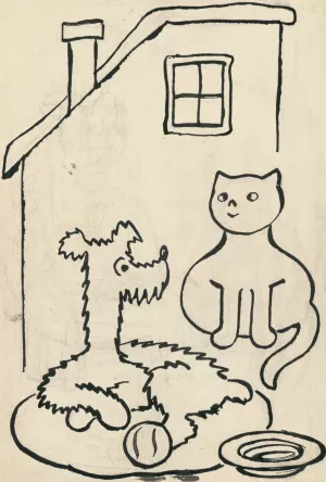 I Had a Dog and a Cat 22 by Josef Capek Oil Painting