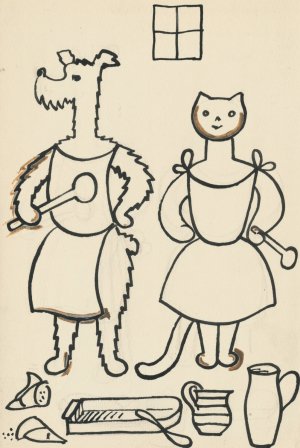 I Had a Dog and a Cat 34 by Josef Capek Oil Painting