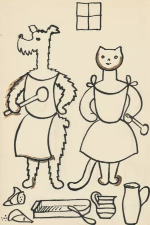 I Had a Dog and a Cat 34 by Josef Capek Oil Painting