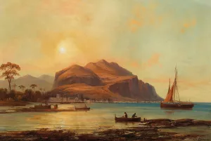 A View of the Bay of Palermo with Monte Pellegrino by Josef Carl Berthold Puttner Oil Painting