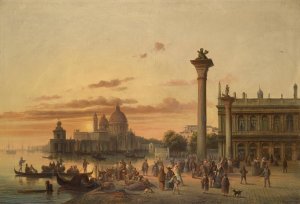 Markusplatz by Josef Carl Berthold Puttner Oil Painting