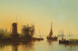 Mundung der Maas Oil painting by Josef Carl Berthold Puttner