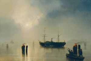Nachtfahrt in der Lagune by Josef Carl Berthold Puttner Oil Painting