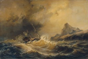 Schiffbruch bei Kap Hoorn by Josef Carl Berthold Puttner Oil Painting
