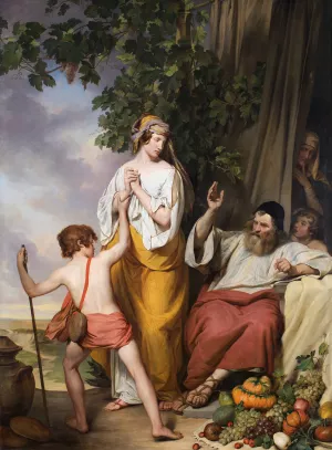 Abraham rejects Hagar and Ismael by Josef Danhauser Oil Painting