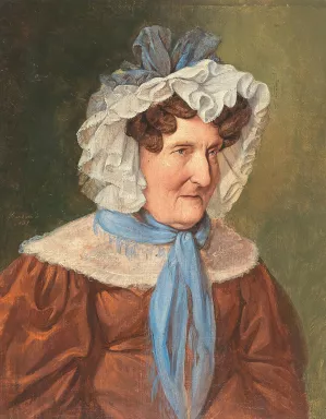Dame with Lace Bonnet Oil painting by Josef Danhauser