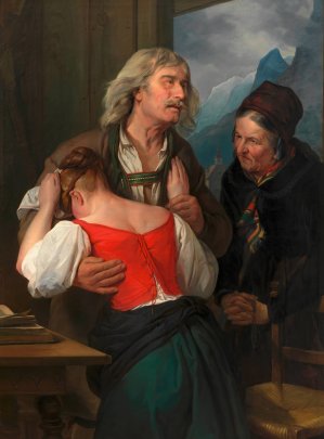 Das Bekenntnis by Josef Danhauser Oil Painting