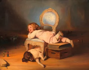 Das Kind und seine Welt Oil painting by Josef Danhauser