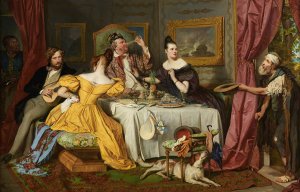Der reiche Prasser by Josef Danhauser Oil Painting