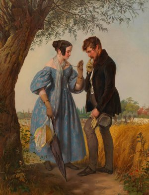 Die Begegnung by Josef Danhauser Oil Painting