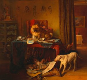 Die HundekomOdie by Josef Danhauser Oil Painting