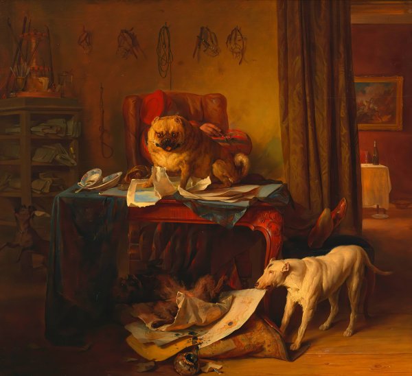 Die HundekomOdie  by Josef Danhauser - Hand-Painted Oil Painting Reproduction