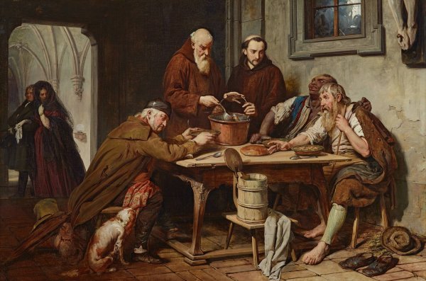 Die Klostersuppe  by Josef Danhauser - Hand-Painted Oil Painting Reproduction