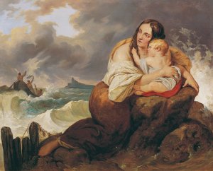 Die Schiffbruchige by Josef Danhauser Oil Painting