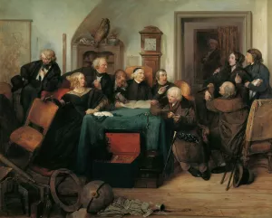 Die TestamentserOffnung Oil painting by Josef Danhauser
