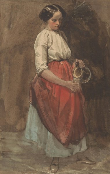 Main Product Photo of Staand meisje dat een glas inschenkt  Painting by Josef Eduard Tetar Van Elven