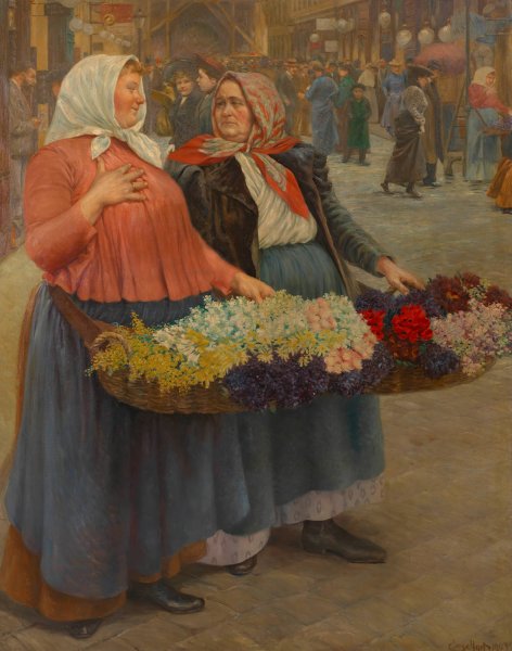 Blumenmadchen  by Josef Engelhart - Hand-Painted Oil Painting Reproduction