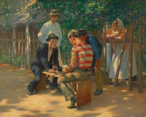 Die Kartenspieler by Josef Engelhart Oil Painting