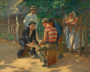 Die Kartenspieler by Josef Engelhart Oil Painting