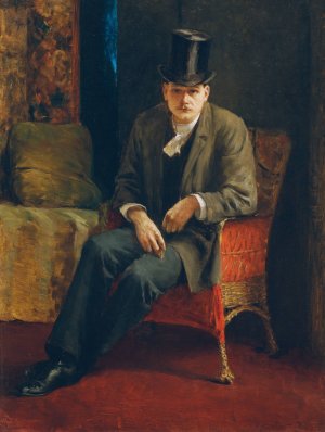 Selbstportrat Mit Zylinder by Josef Engelhart Oil Painting