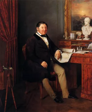Portrait of the Piano-Manufcturer Konrad Graf by Josef Franz Danhauser Oil Painting