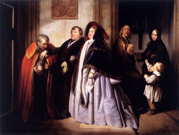 The Widow's Offering by Josef Franz Danhauser - Hand-Painted Oil Painting Reproduction