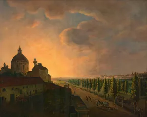 Das Glacis vor der Karlskirche Oil painting by Josef Ginovszky