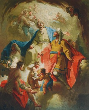 Glorie Der Heiligen Cosmas Und Damian by Josef Haller Oil Painting