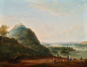 Weinernte vor Wien mit Blick nach Klosterneuburg, den Leopoldsberg, Bisamberg und Korneuburg by Josef Heideloff Oil Painting