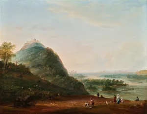 Weinernte vor Wien mit Blick nach Klosterneuburg, den Leopoldsberg, Bisamberg und Korneuburg by Josef Heideloff Oil Painting
