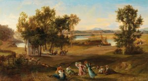 An idyllic southern landscape by Josef Hoffmann Oil Painting