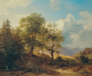 Sommerlandschaft im Hochgebirge Oil painting by Josef Hoger