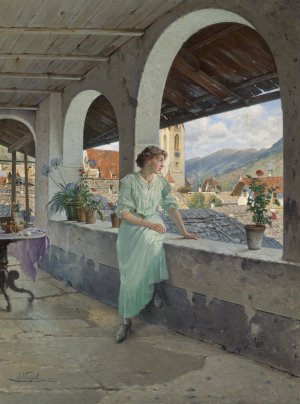 Blick uber die Dacher by Josef Kinzel Oil Painting