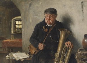 Der Tubaspieler by Josef Kinzel Oil Painting