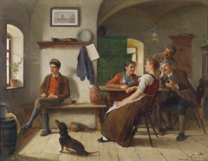 In der Bauernstube by Josef Kinzel Oil Painting