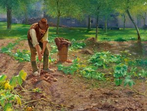 Kartoffelernte by Josef Kinzel Oil Painting