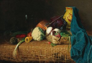 Kuchenstillleben mit Tonkrug by Josef Kinzel Oil Painting