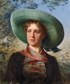 Portrait einer jungen Frau in Tracht by Josef Kinzel Oil Painting