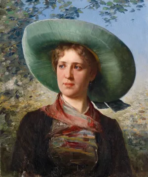 Portrait einer jungen Frau in Tracht Oil painting by Josef Kinzel