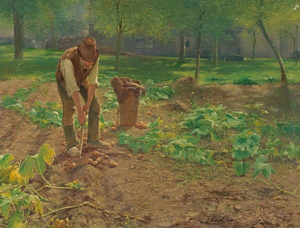 Main Product Photo of The Potato Harvest  Painting by Josef Kinzel